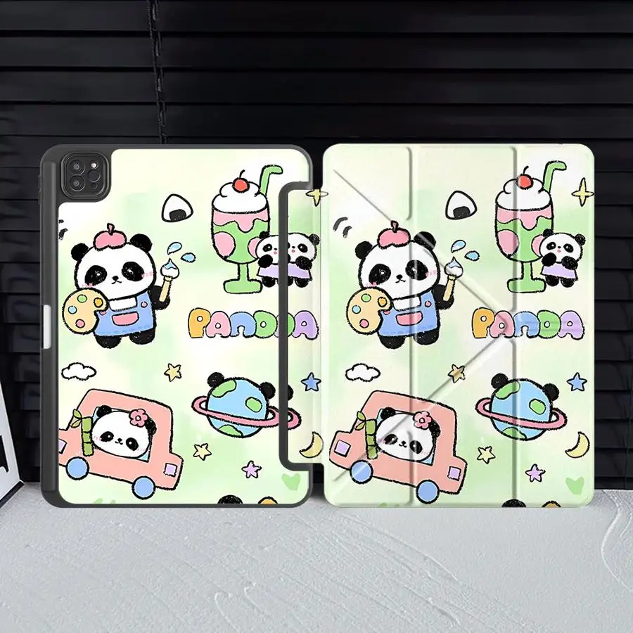 

Panda Happy Cute Holder Cover Tablet Case For iPad Air 4 5 M3 M2 1 2 M4 11inch Pro 2025 Mini 6 7 Pro 11th 10th 9th 8th 7th
