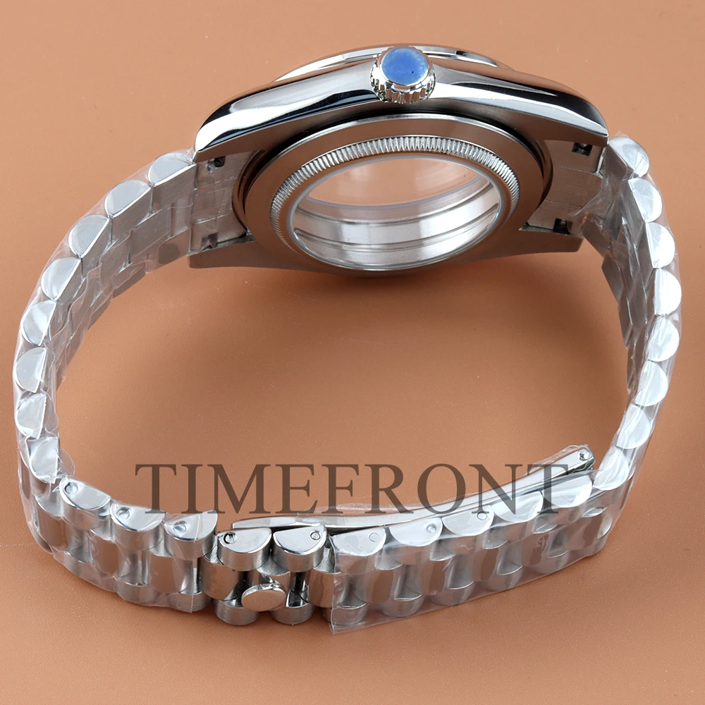 NH35 Watch Case 36mm 39mm Presidential Strap With Wave Dial Hands Green Luminous 316L Steel For DATEJUST NH35 NH36 Movement