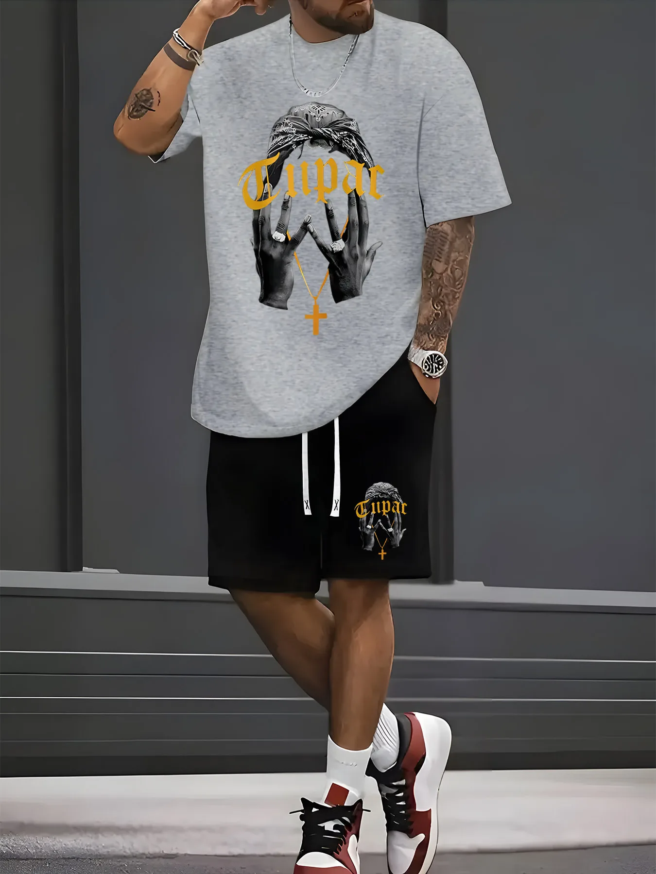 Set di tute da uomo nuove estive Famoso modello cantante Tupac per uomo Set da jogging da spiaggia Casual O-Collo Tshirt Pantaloncini Set da uomo Outfit