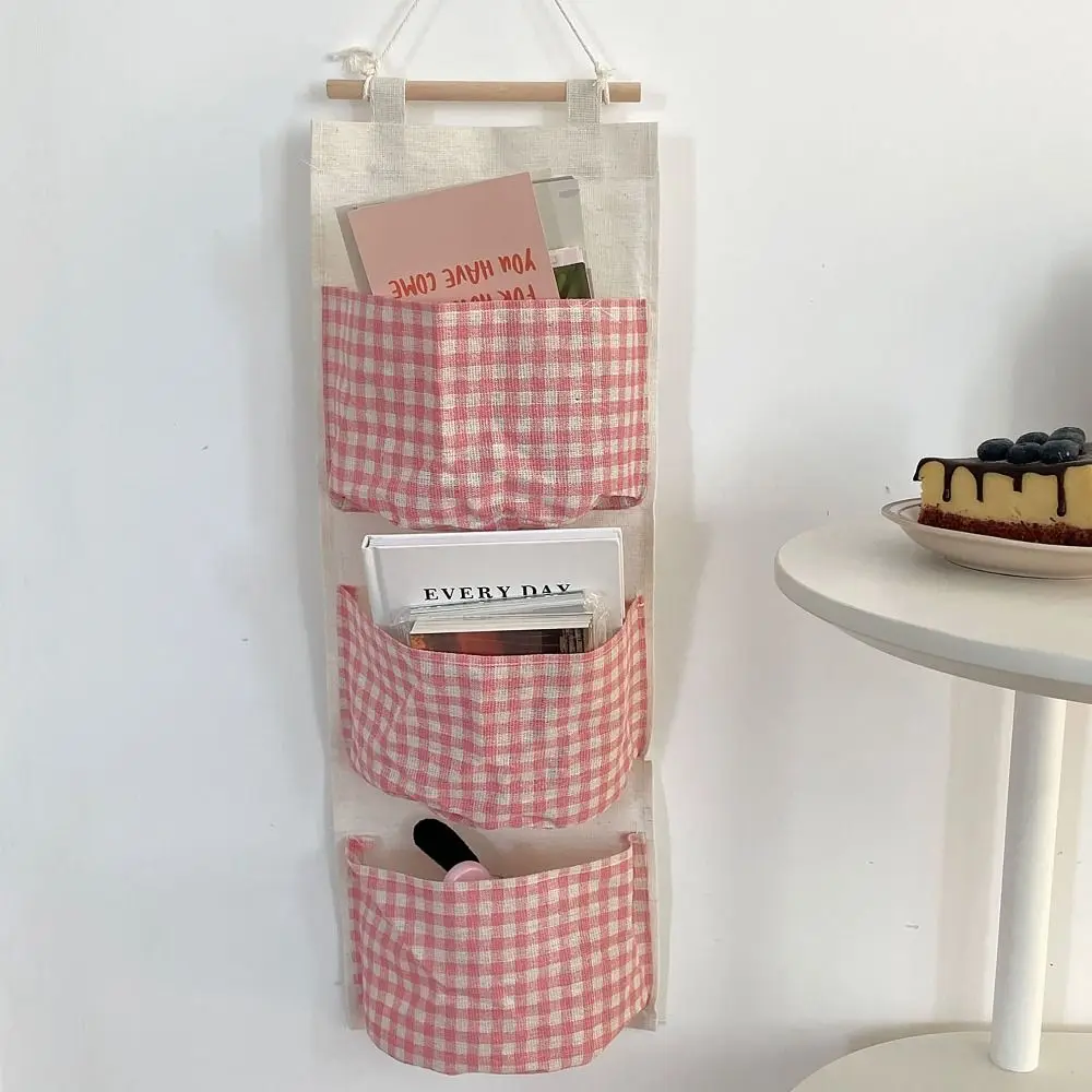 Convenient Plaid Pattern Hanging Bag Large Capacity Multifunctional Storage Condition Ventilate Waterproof Bags For Dormitory