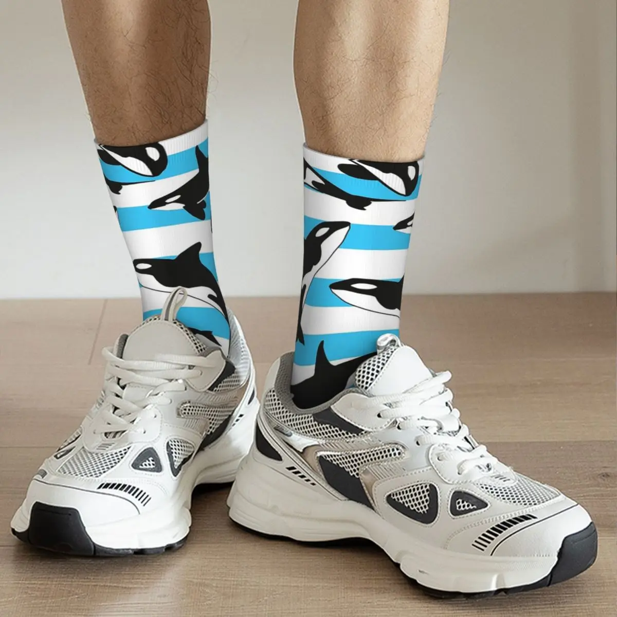 Group Of Orca Whales Swimming In The Ocean Socks Harajuku Super Soft Stockings All Season Long Socks for Valentine's Day Gifts