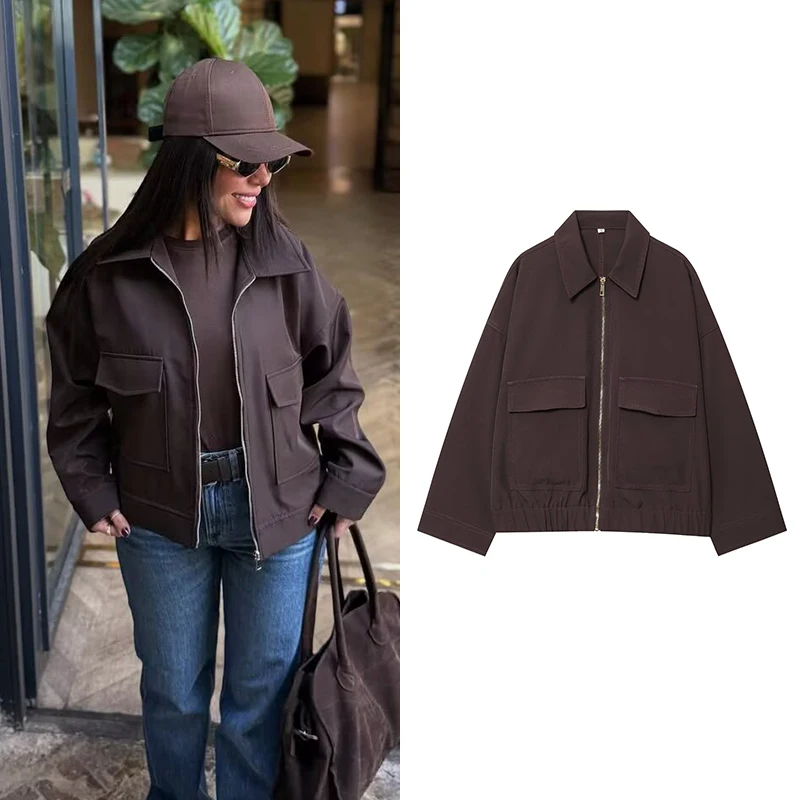 

Women's Jackets Coats Autumn Fashion Pocket Decoration Turn-down Collar Long Sleeve Coats Casual Female Outerwear Chic Tops