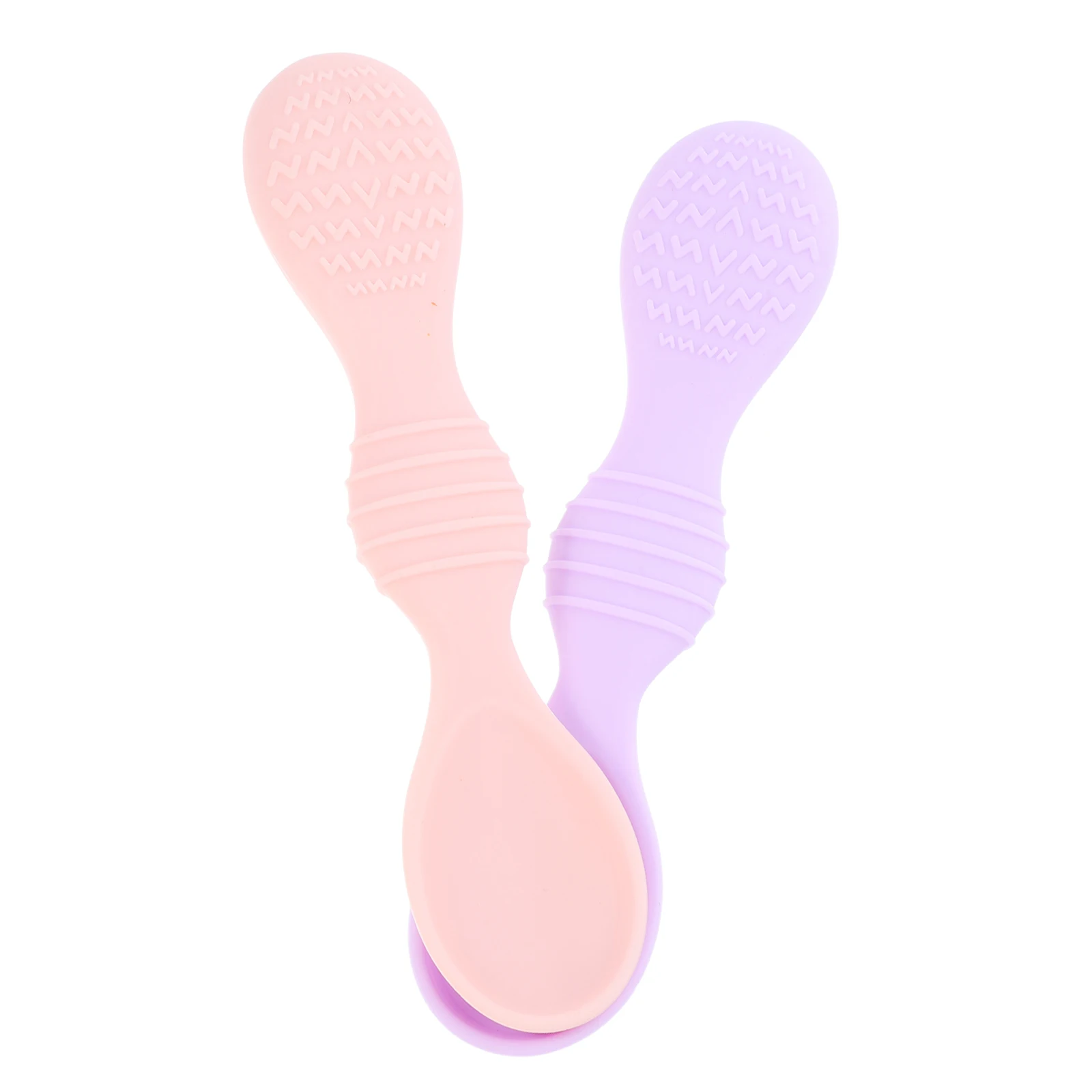 

2pcs Silicone Weaning Spoons Soft Tip Baby Training Utensils Blue Grey Infant Feeding Learning Tableware Fruit Puree Scoops