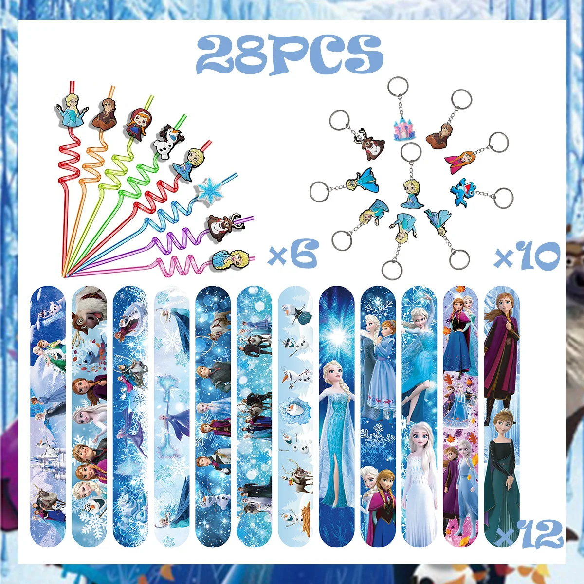 ملصقات ديزني فروزن للحفلات المفضلة آنا إلسا الأميرة ختم طوابع صفعة أساور شارة شنطة هدايا حفلة عيد الميلاد عيد الميلاد