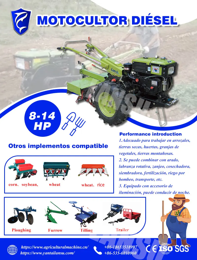 Factory Directly Sale High Quality Water Cooled dies el Two Wheel Walking Tractor