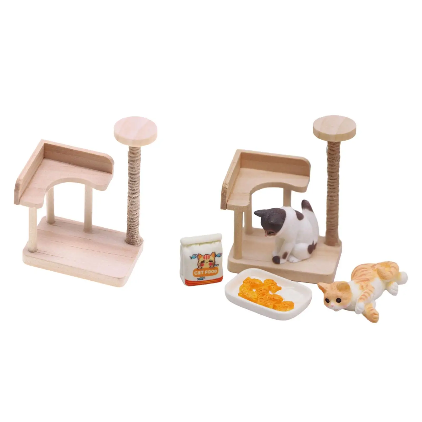 Cat Scratch Post Pretend Play 1/12 Dollhouse Cat Climbing for DIY Scenery Railway Station DIY Projects Accessories Model Train