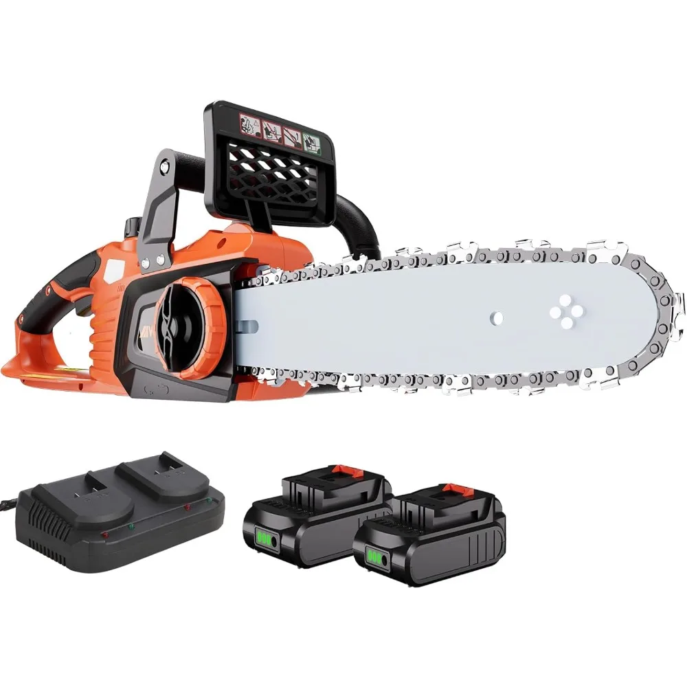 

AIVOLT 40 V 12" Cordless Chainsaw Battery Powered Brushless Chain Saw with Tool-Free Chain Tensioning for Tree Felling, Pruning