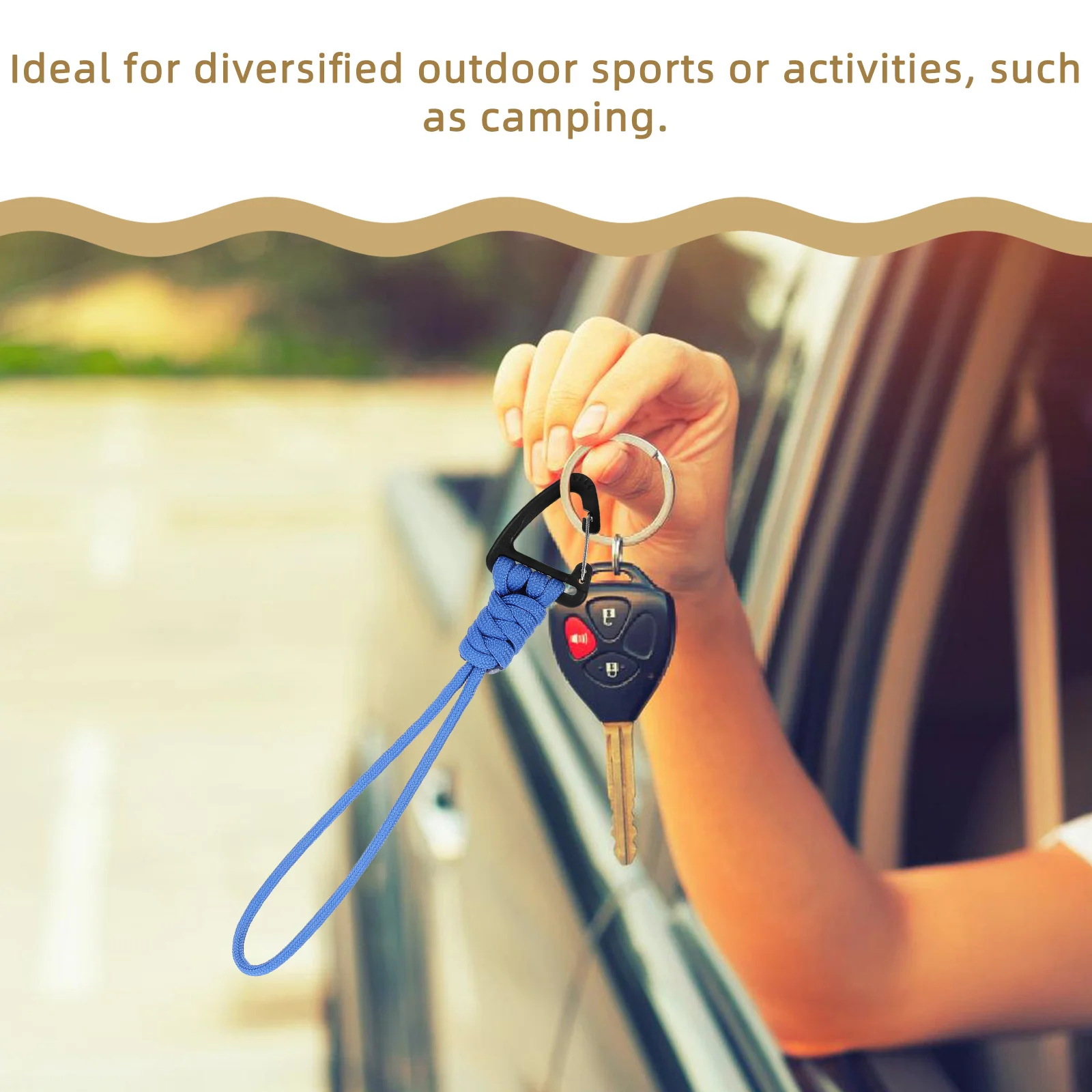 

2pcs Keychain Anti-loss Lanyards Sturdy Polyester Blue Rope Carabiner Strap for Camping Hiking Tool Holder Outdoor Activities