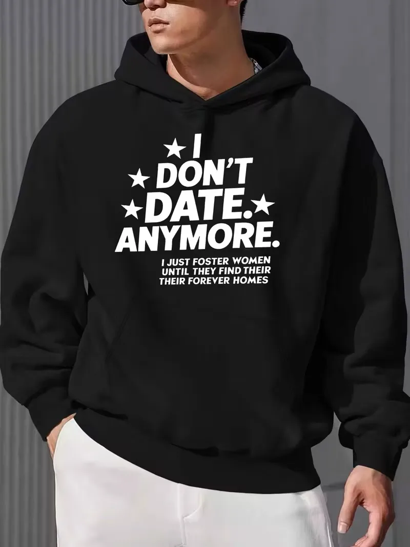 

Men's loose-fitting hooded sweatshirt, black street style pullover, American casual hooded shirt, suitable for Christmas gifts