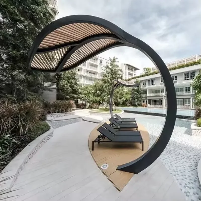 Artistic Leaf Pavilion - Stainless Steel Shade Structure for Wedding Venues