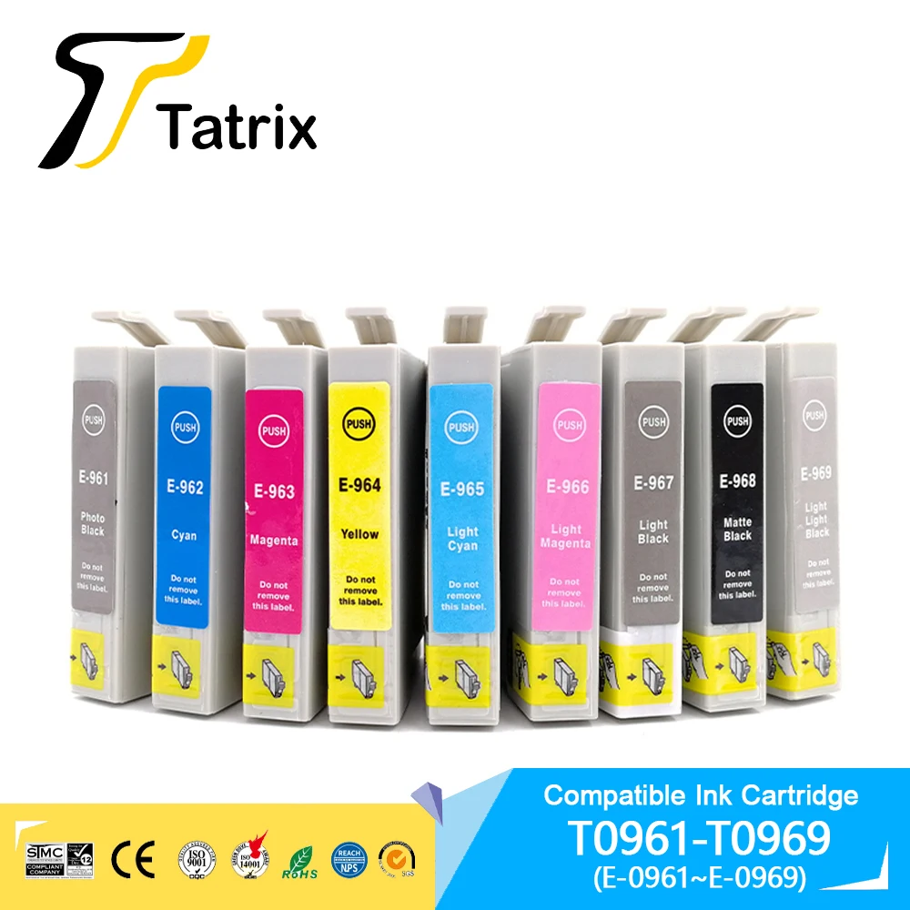 Tatrix T0961 T0962 T0963 T0964 T0965 T0966 T0967 T0968 T0969 Compatible Printer Ink Cartridge for Epson Stylus Photo R2880