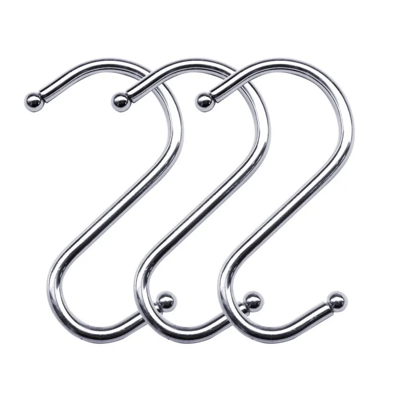 300Pcs Stainless Steel S Shaped Hooks Clasps Hanging Holder Bedroom Kitchen Bathroom Rails Storage Clothes Rack Organizer