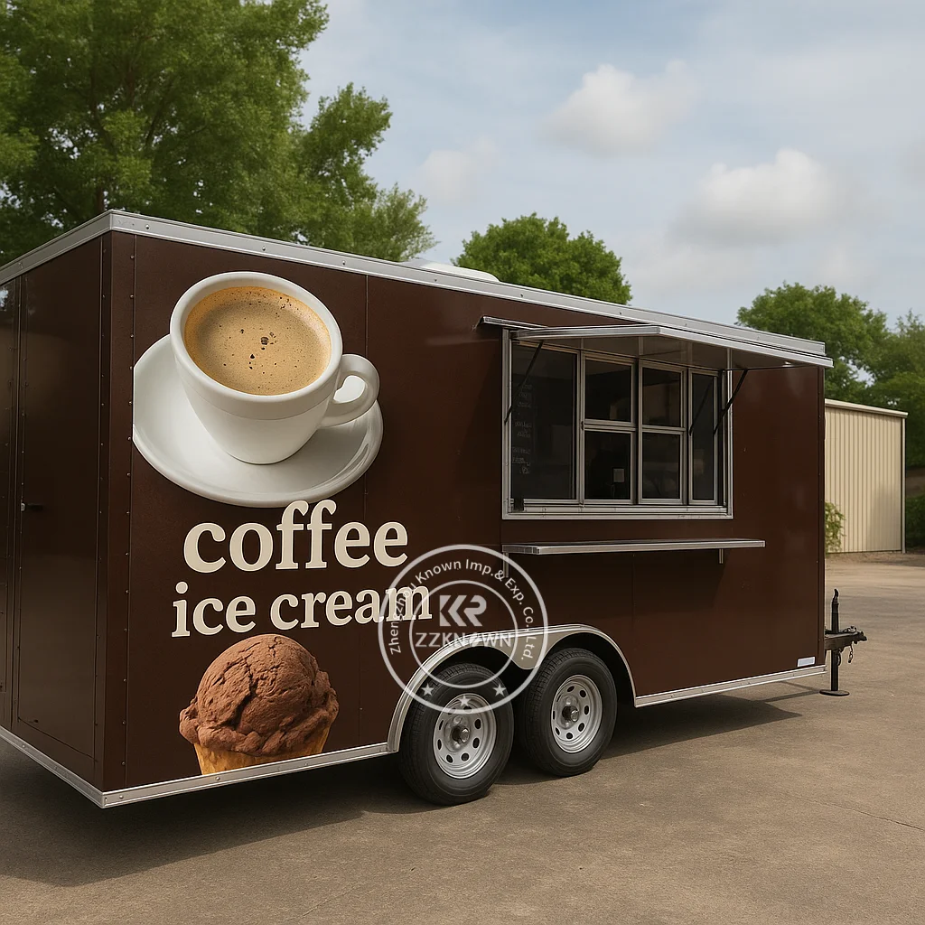 Mobile Kitchen Food Truck Snack Ice Cream Truck Crepe Bakery Donut Dessert Trailer Remolque Fully Equipped Food Trailer