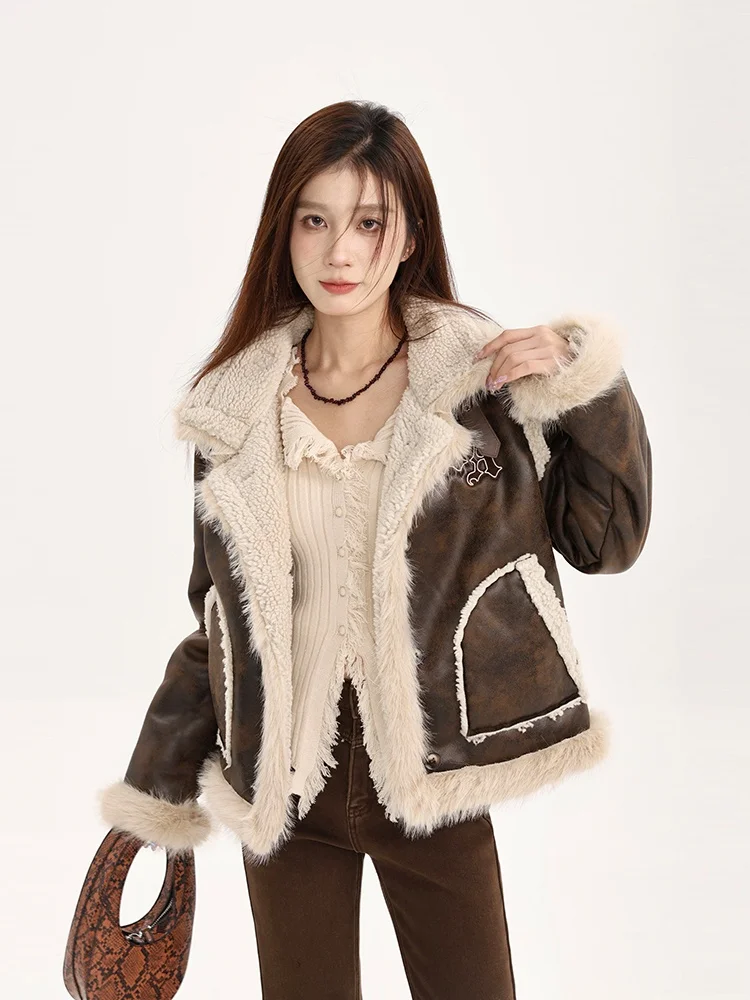Yang Bubble ort Thiened Leather Fur Inteated Autumn Winter New Sle Women's Slim Fit ort Coat Mechanical Sle Long ...