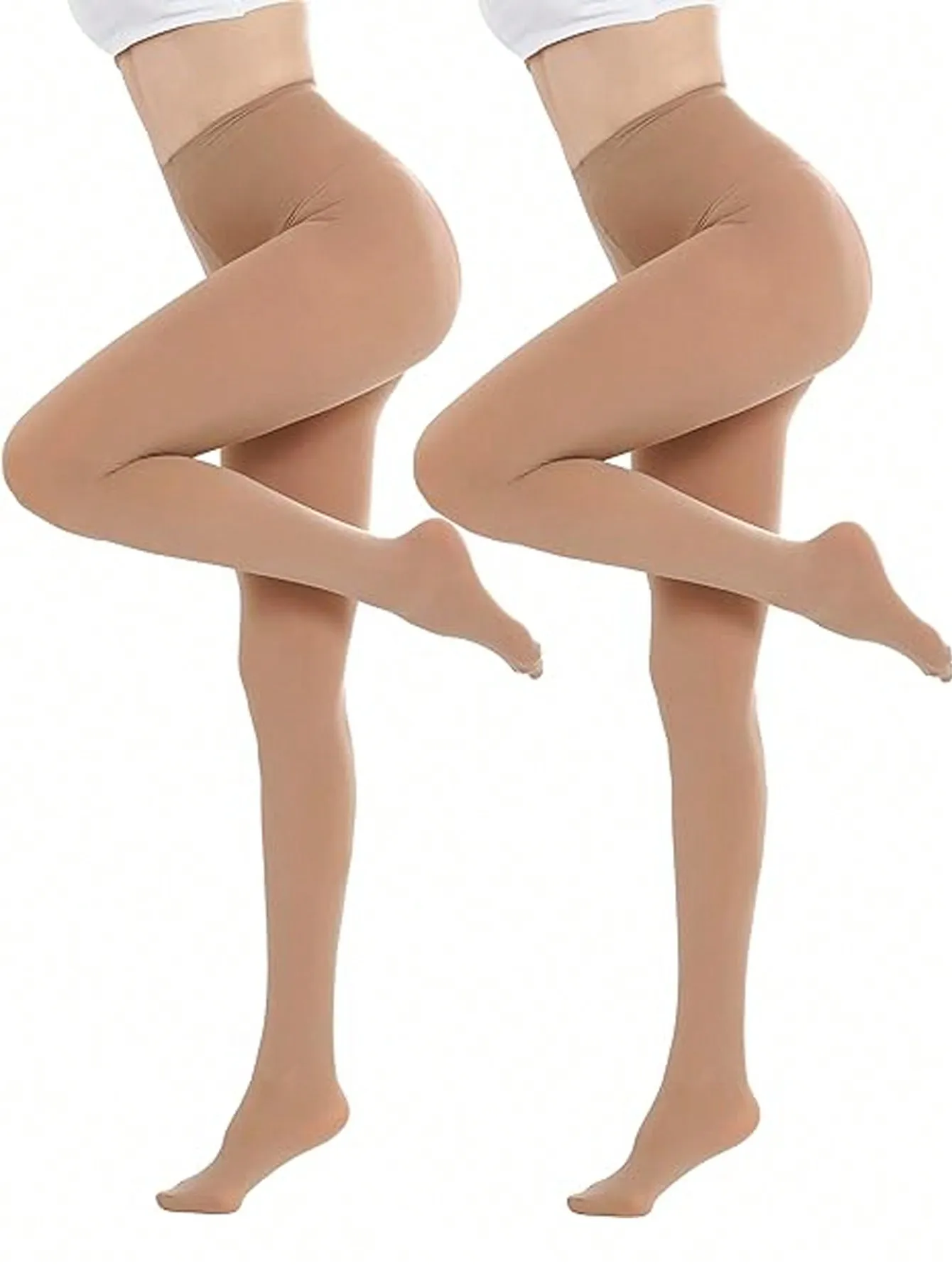 Two-Pack classic Solid Color Fashion Sexy High Waist Versatile women's super elastic bottom slim pantyhose image 2