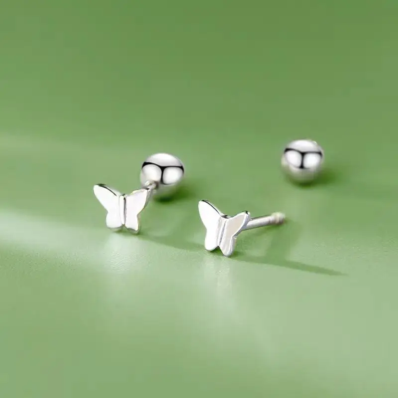 Simple Mini Butterfly Stud Earrings for Women Girls Hypoallergenic Daily Wear Wild Ear Piercing Jewelry Accessories