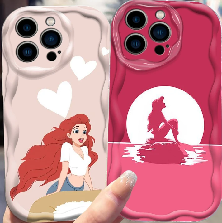 Little Mermaid Disney Cartoon For Apple iPhone 15 14 13 12 11 XS XR X Pro Max Plus Wave Oil Cover Phone Case