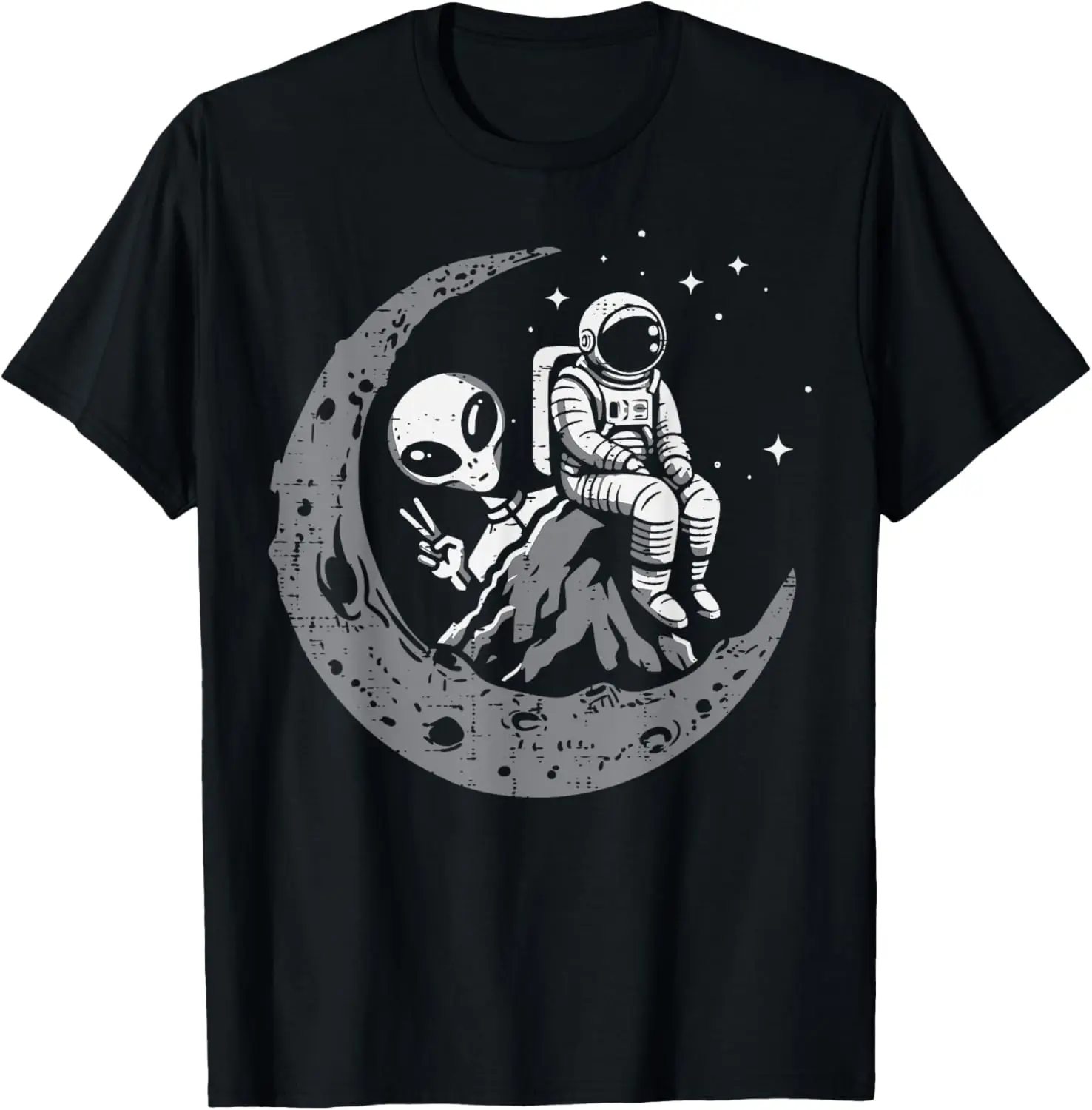 Astronaut Moon Alien Peace Funny Space Galaxy Men Women Kids T-Shirt