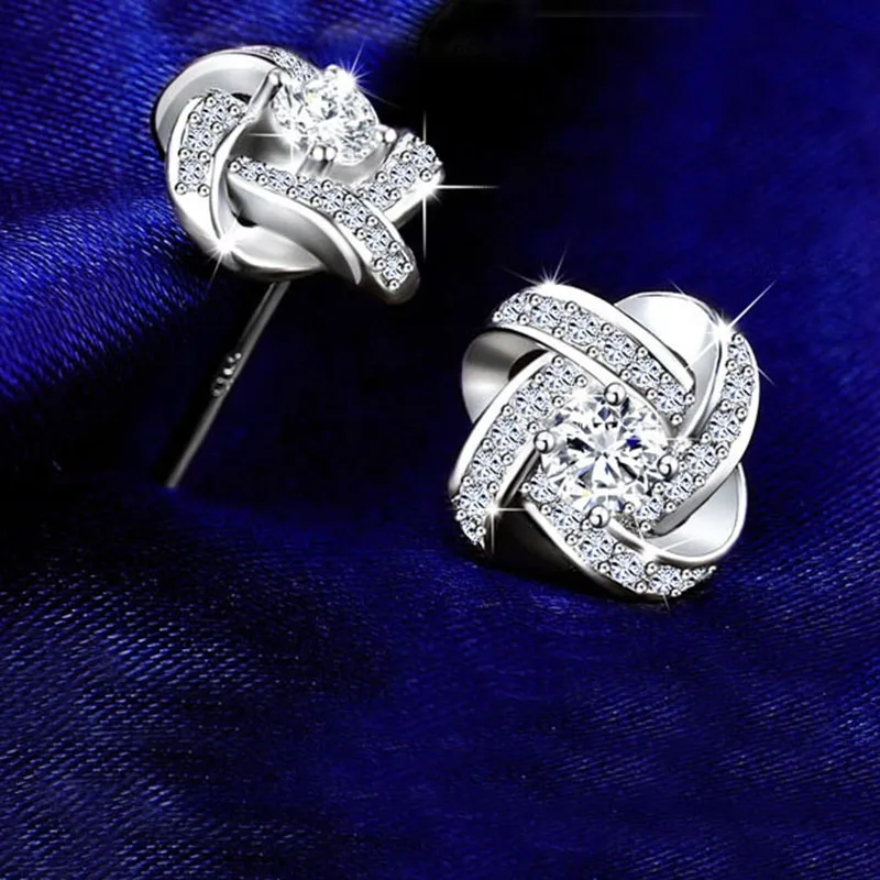 Kristallen Oorbellen 925 Sterling Zilveren Knoop Bloem Oorknopjes Voor Vrouwen Brincos Bijoux Bruiloft Sieraden