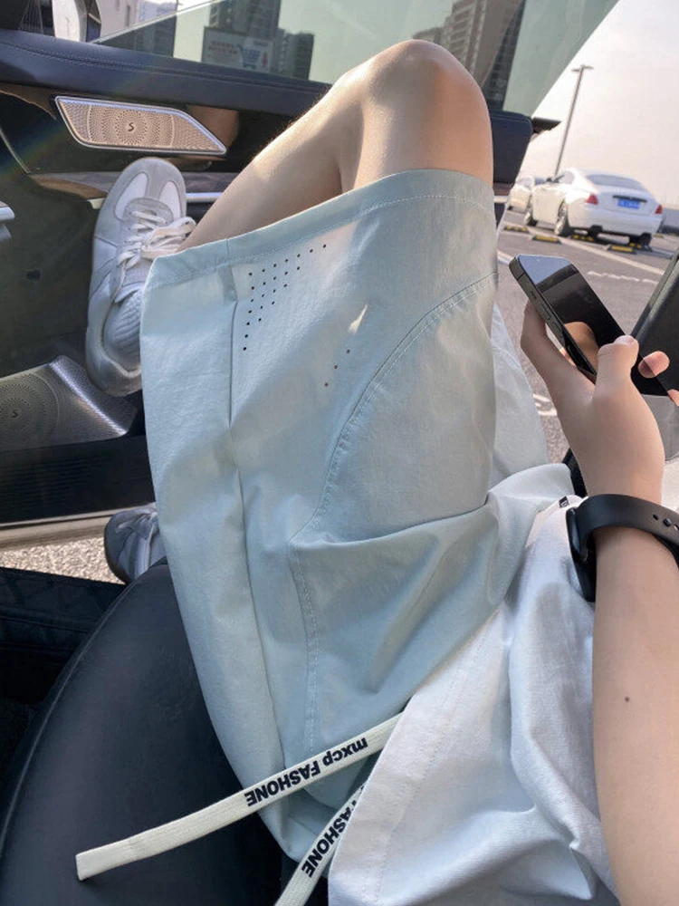 

Мужские спортивные брюки Dopne Blue Qui Dry Ice Silk, летние, тонкие, дышащие, в американском стиле, для баскетбола, длиной до колена.