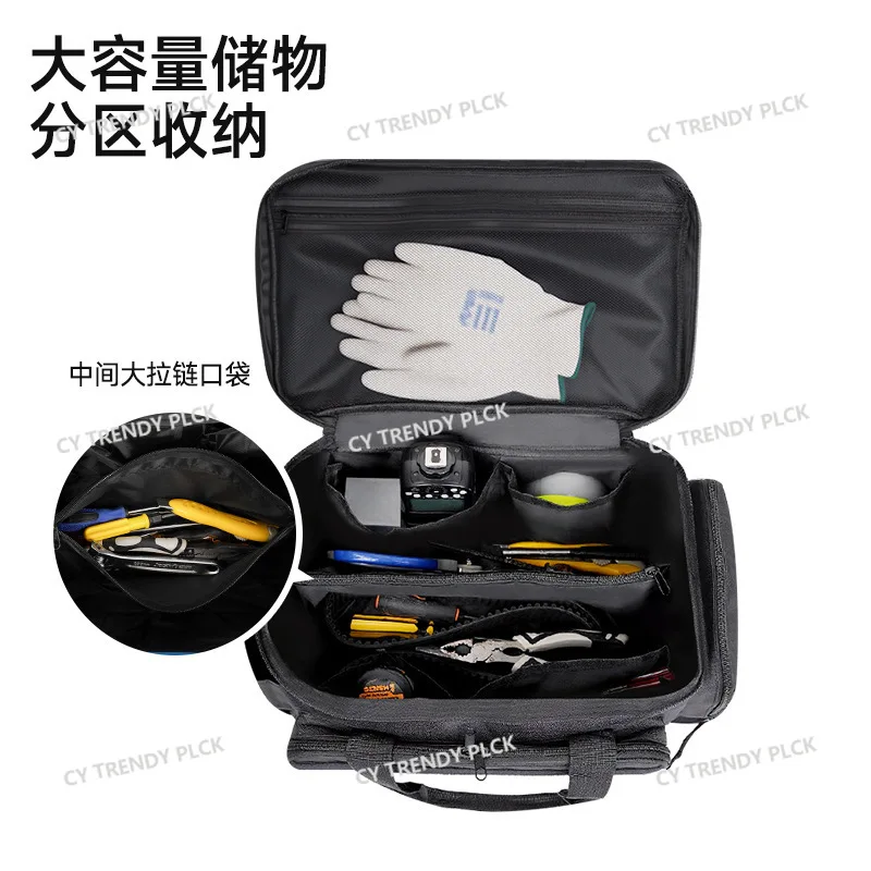 Black Hardware Tool Storage Bag Cover Plus Support Glue Bone Bottom Thickened Non-slip and Wear-resistant
