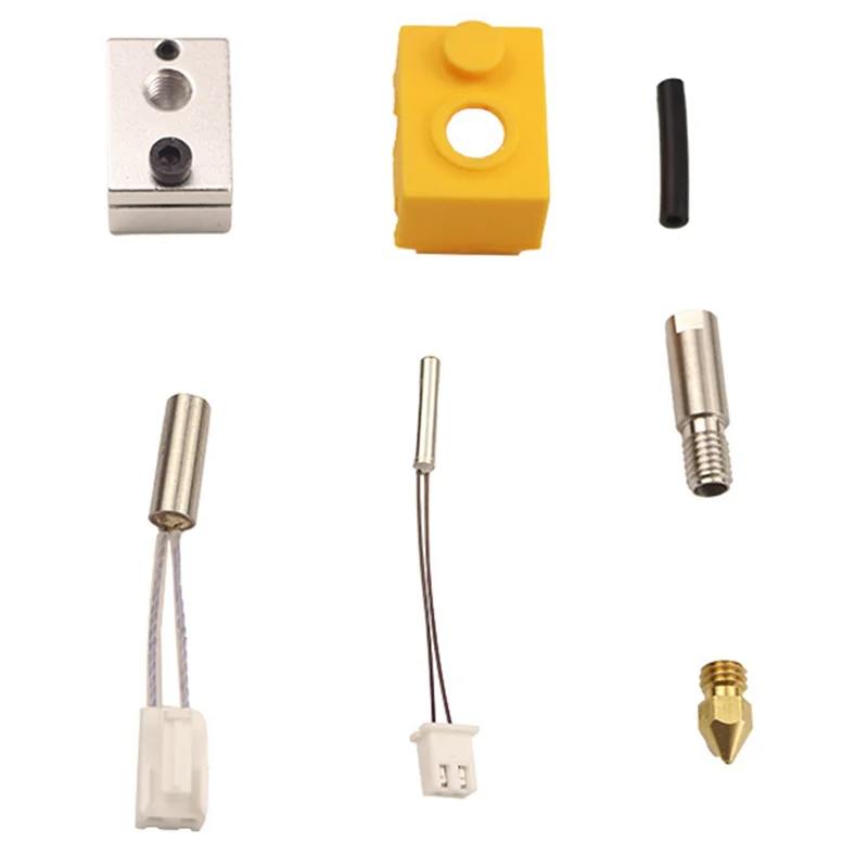 Części do drukarek 3D: Hotend, głowica wytłaczająca, dysza, termistor, pręt grzejny, blok grzejny i silikonowa tuleja, artyleryjny kornik.