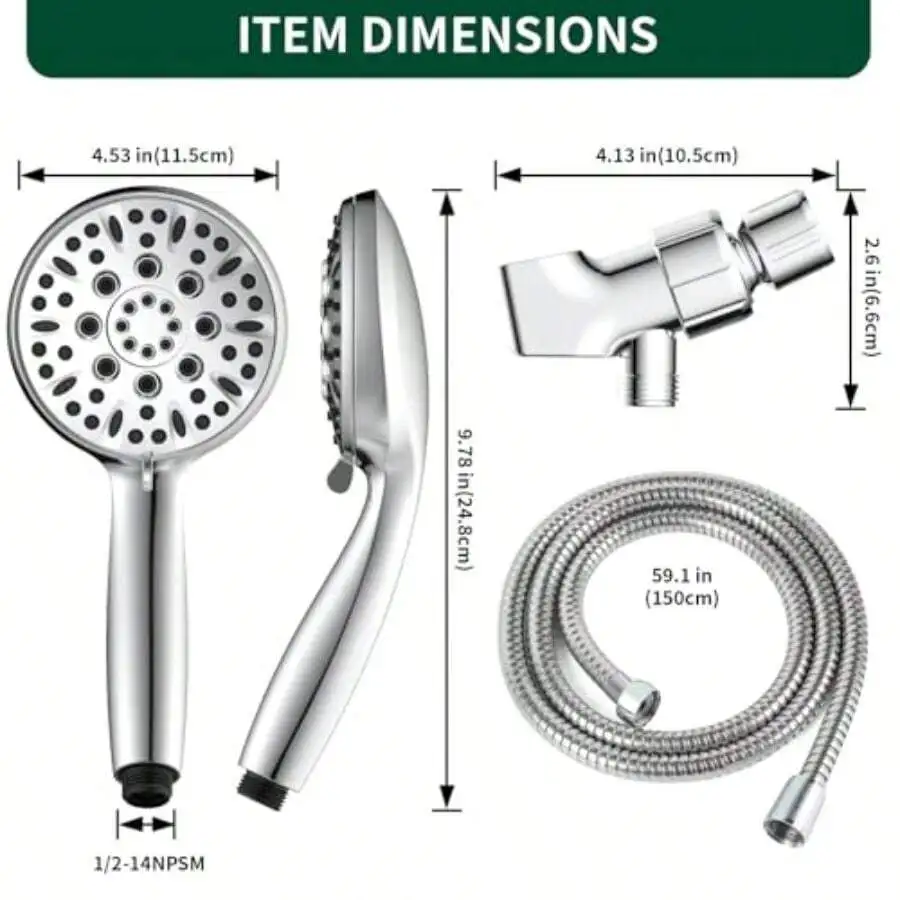 Shower Head 6 Spray Modes Handheld Showerhead High Pressure Hand Shower With 59 Inch Stainless Steel Hose And Adjustable Shower