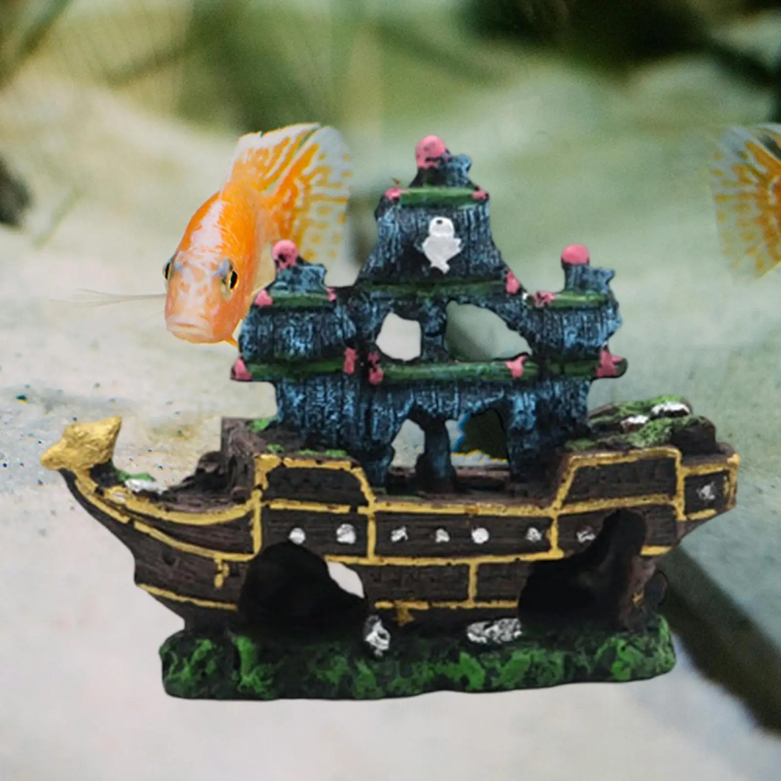 Decoração de naufrágios para aquário, estátua de barco, acessórios criativos, esconderijo, fornecimento para animais de estimação