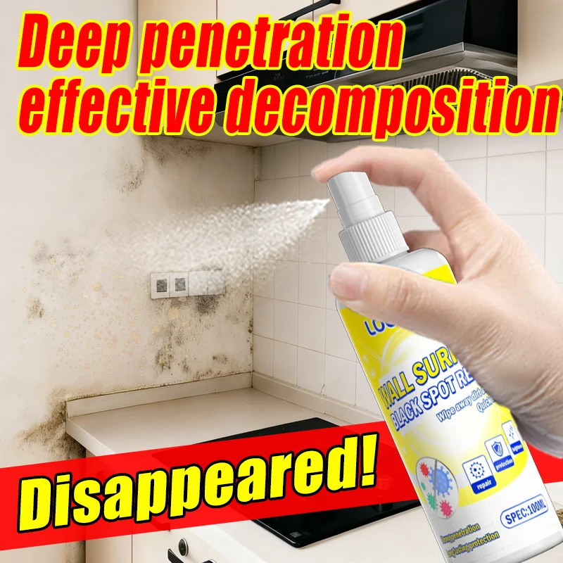 100ML Wall Surface Black Spot Remover Spray - Instant Decomposition, Mold and Mildew Stains Elimination, Deep Penetrating Clean