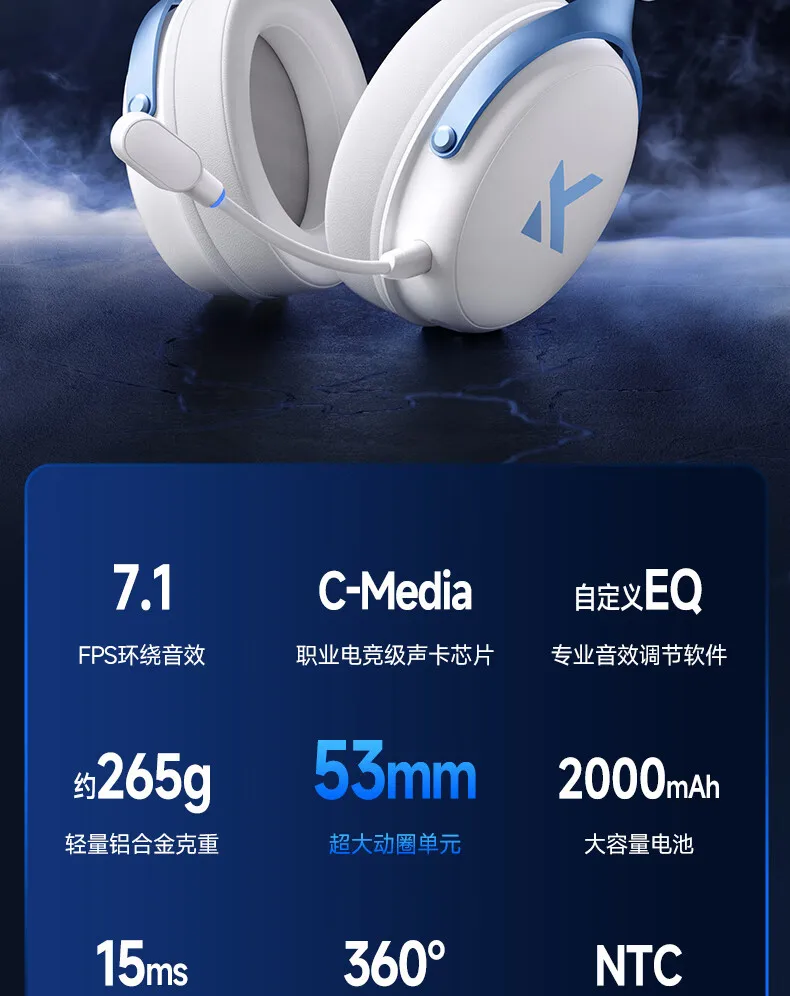 Neu aktualisiertes MCHOSE V9 Pro Over-Ear-Gaming-Headset mit Vier-Modus-Konnektivität und langer Akkulaufzeit für Gaming und Unterhaltung – Detail 3