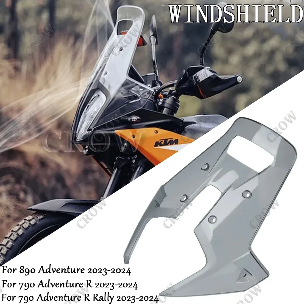 Motorcycle Acrylic Rally Windshield Wind Deflector Screen Shield Windscreen Visor For 790 890 ADV Adventure R Rally 2023 2024