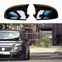 For Volkswagen Jetta MK5 2pcs Gloss Black Car Rear View Mirror Cover Caps Jetta V 1K2 TSI TDI TFSI GLI 2005-2010 Bodykits Tuning