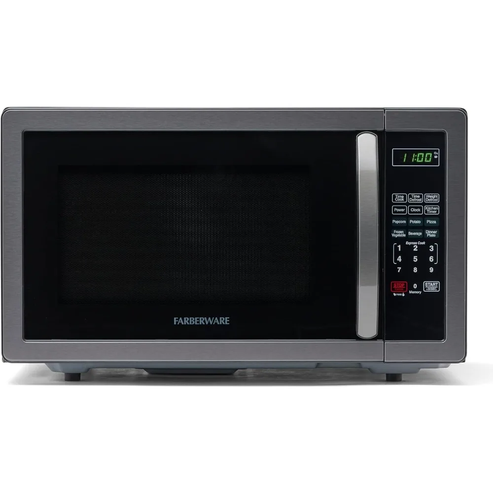 Forno de microondas com iluminação LED e bloqueio para crianças, perfeito para apartamentos e dormitórios, bancada, 1,1 pés, 1000 Watts