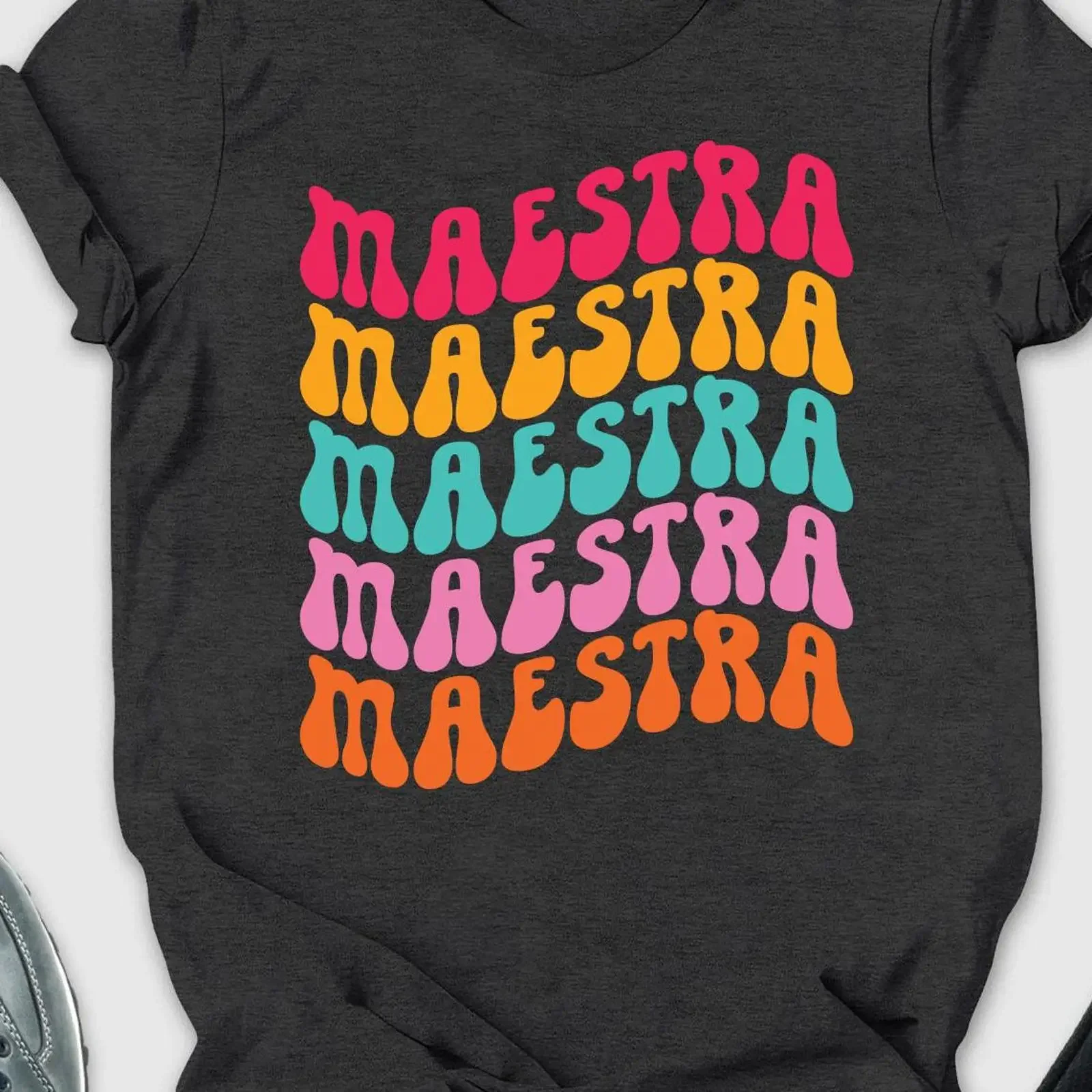 Maestra T Shirt Spanish Teacher Retro Bilingual  vintage Washed Breathable graphic Versatile Unisex homme streetwear