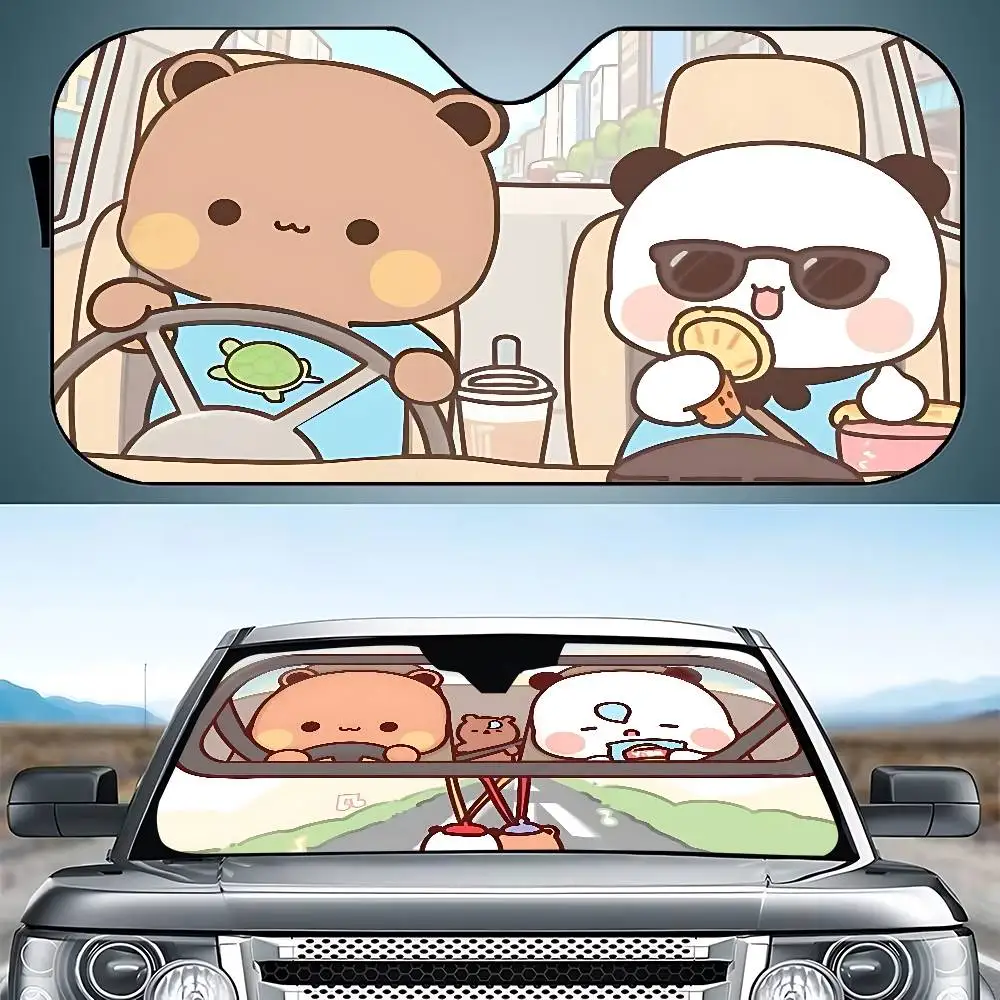 ม่านบังแดดรถยนต์น่ารัก D-Dudu Bubu ขนาด 130x70 ซม. ผ้าคลุมกระจกหน้ารถ ป้องกันรังสียูวี อุปกรณ์ตกแต่งรถยนต์