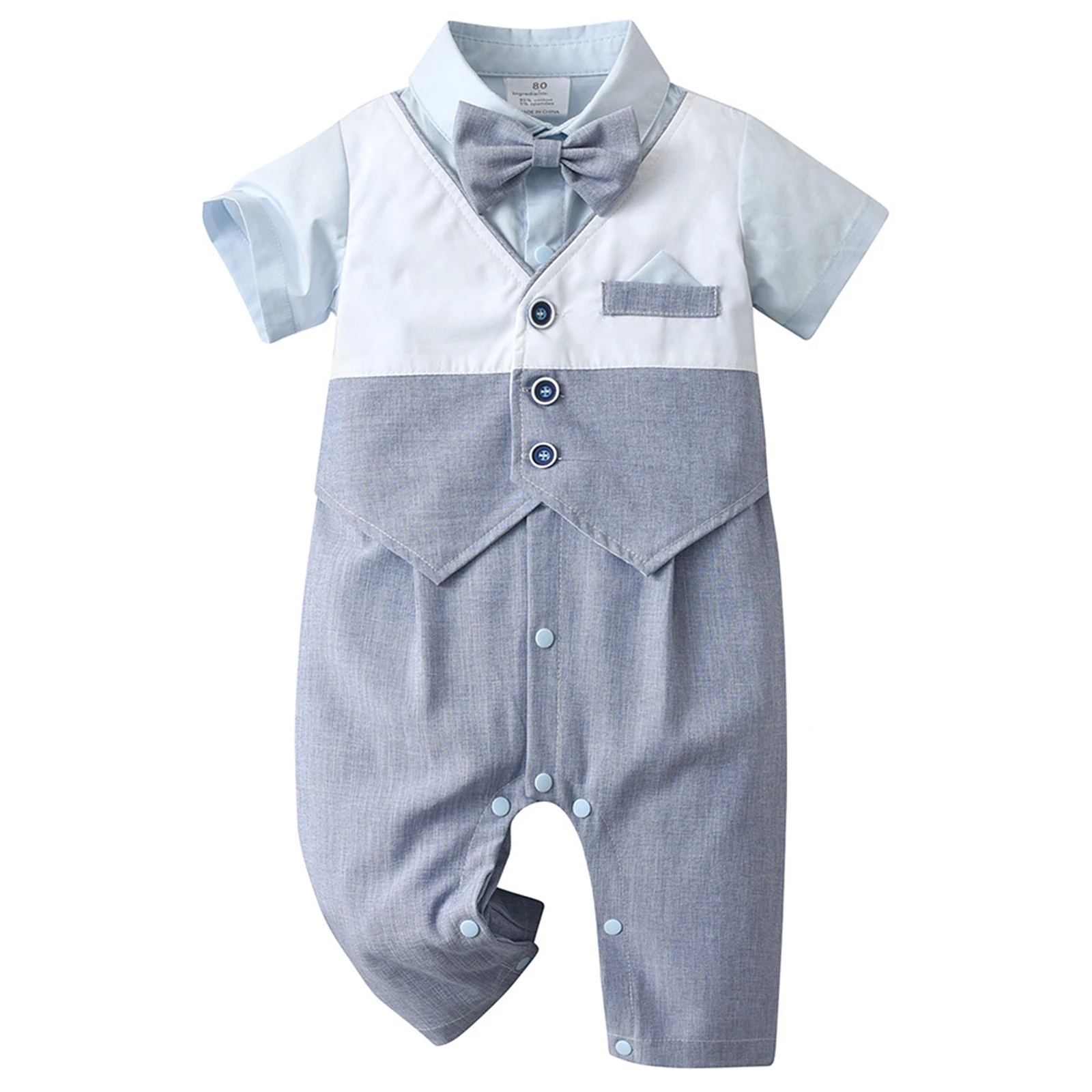 

Infant Baby Boys Gentleman Outfits One Piece Short Sleeve Romper Formal Suits for Wedding Birthday Party Wear Summer Clothes