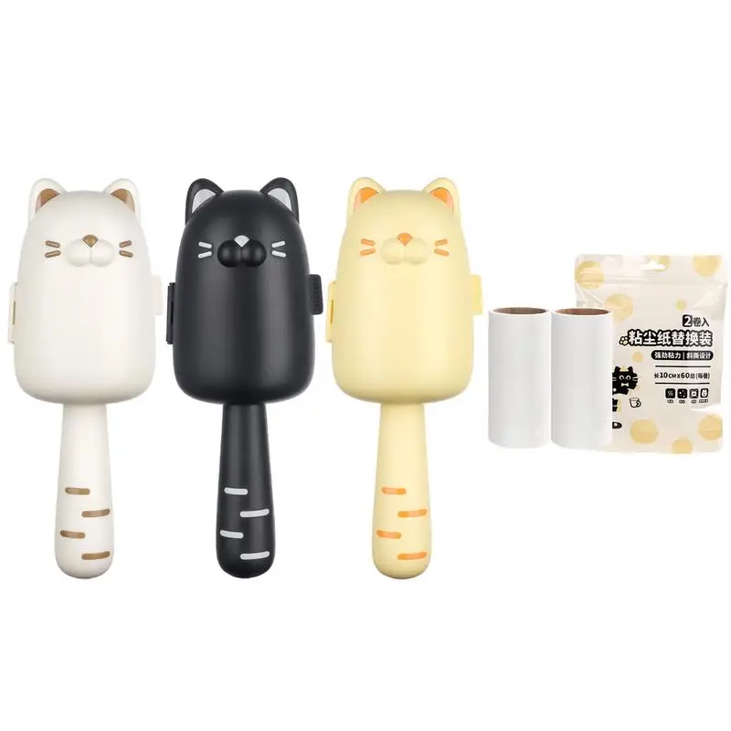 Sticky Lint Roller Reusable Interesting Cat Hair Roller Fun Cat Design Pet Hair Brush Pet Hair Roller Pet Hair Remover Tool For