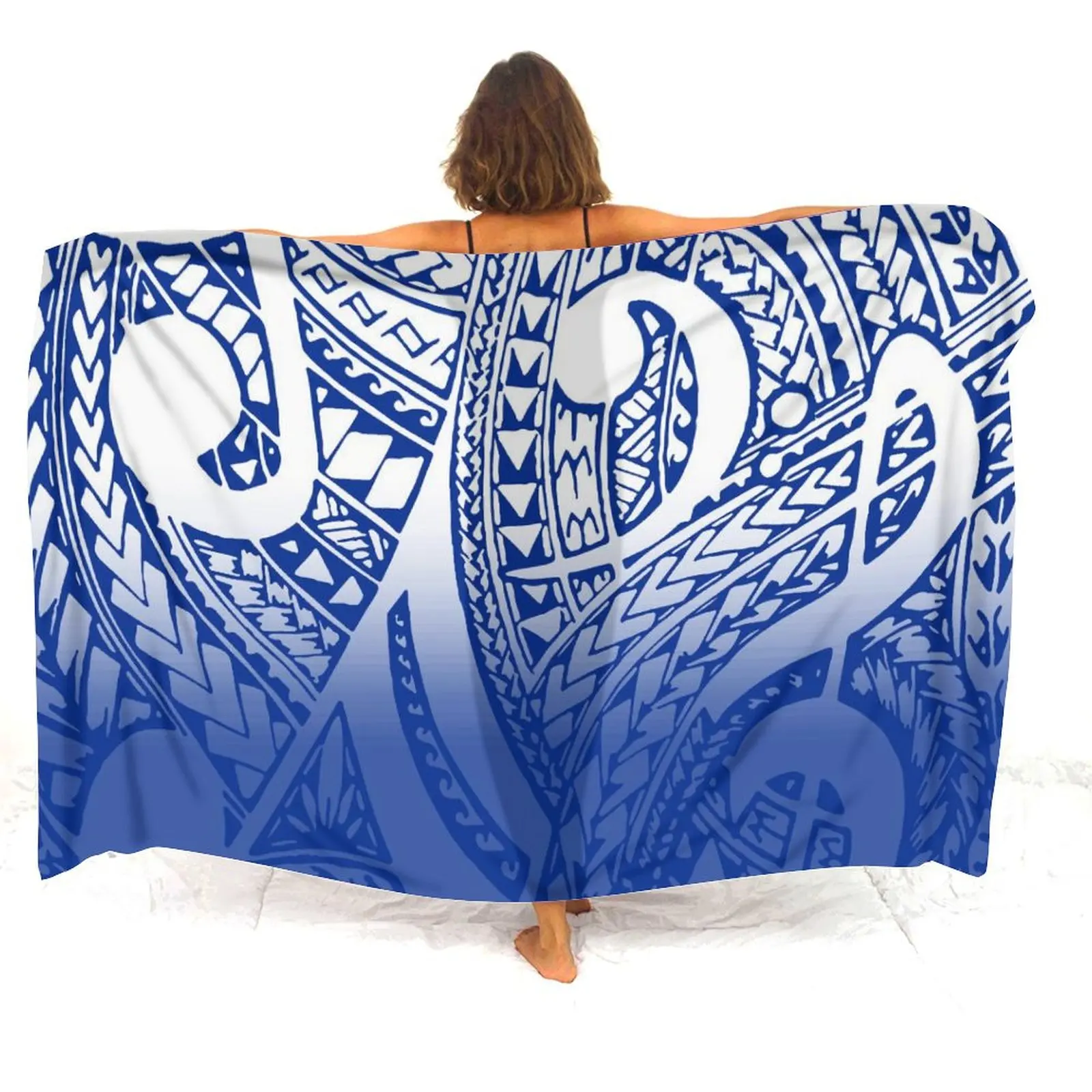 Traditional Polynesian Ladies Summer Sarong Seaside Style One-Piece Shawl Custom Pacific Island Art Print Quality Fabric