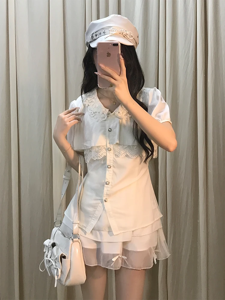 

Кружевная лоскутная юбка для похудения ort Sve irt And f, комплект из двух предметов для женщин, летний модный наряд, полиэфирное волокно, ягодицы...