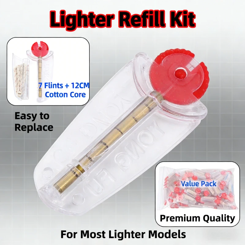 

Flint Stone & Cotton Wick Replacement Kit - Universal Fit for Cigarette Lighters, Essential Smoking Accessory Dispenser