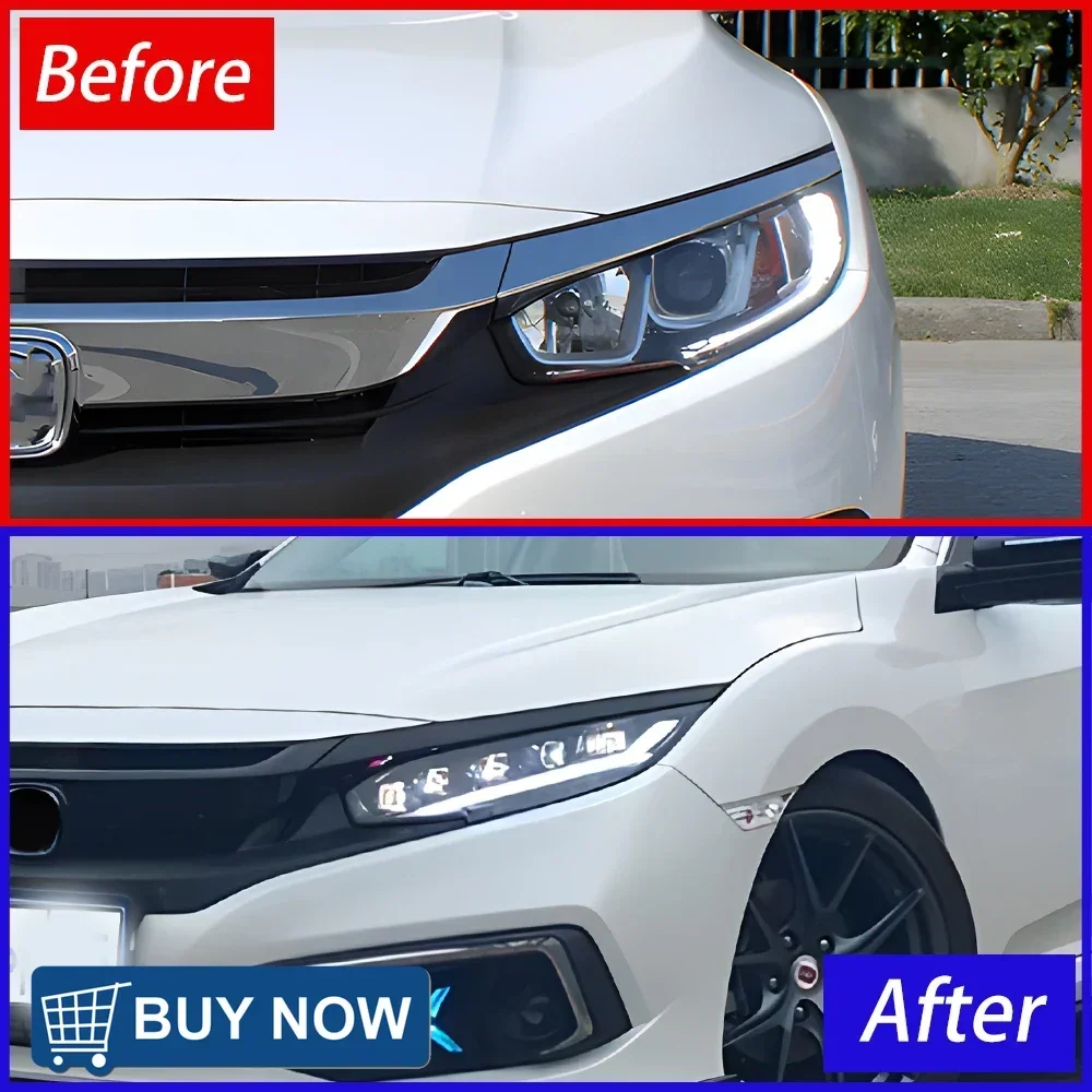 Auto Lights For Civic X 10Th 2016-2021 Led Car Headlights Assembly Upgrade Projector 5 Lens Blink Signal Front Lamp Accessories