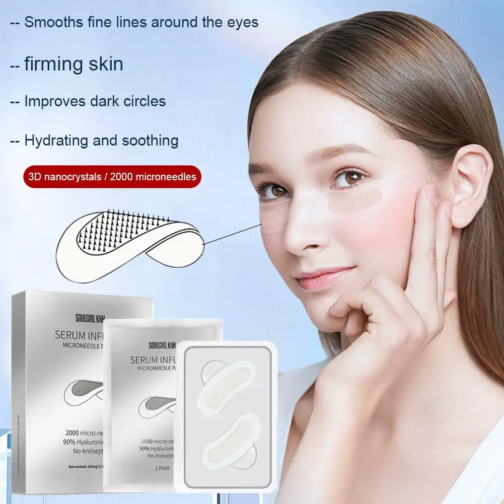 Dissolving Microneedle Eye Patches with Hyaluronic Acid – Reduces Fine Lines & Puffiness, Soluble Micro Needle Patches, 0.3mm