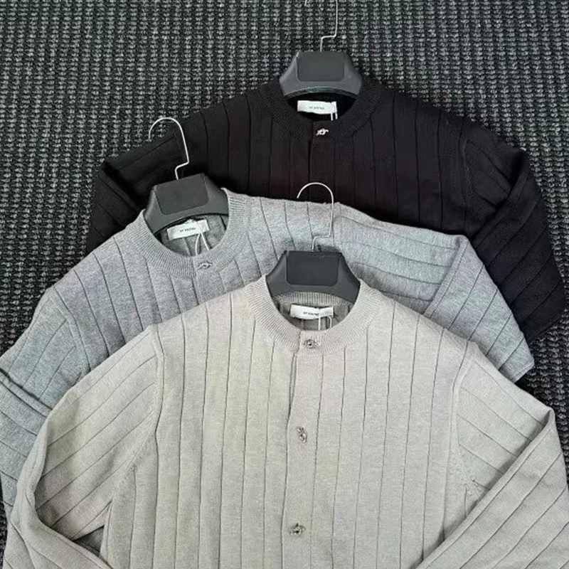 مكتب رجال الأعمال ملابس خارجية غير رسمية الخريف الشتاء موضة بلون سترة متماسكة القمم للرجال Vintage البلوزات المال القديم #6