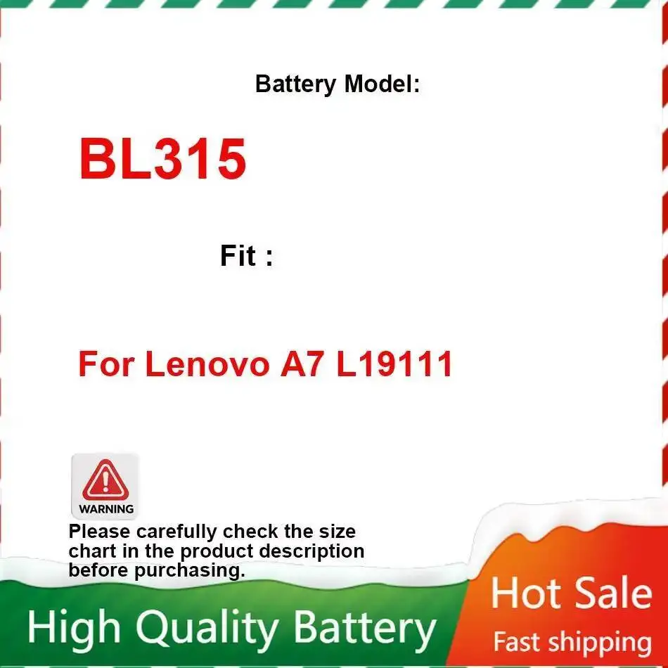 

Аккумулятор мобильного телефона для Lenovo A7 L19111 BL315, безопасный и надежный, 4000 мАч