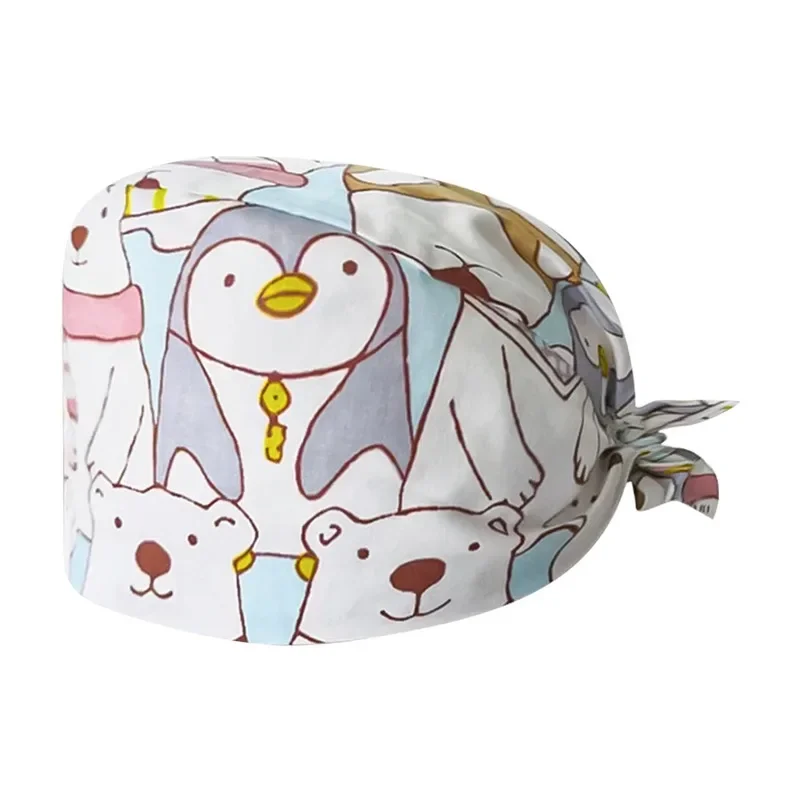 Surgical Caps Pharmacy Baotou Scrub Cap Medical Print Pet Clinic Women Men Doctors Dentist Hat Nurse Salon Hat with Buttons