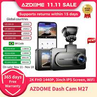 AZDOME Dash Cam M27 2K FHD 1440P 3inch IPS Screen Car DVR Dash Camera Recorder WiFi Night Vision 24H Parking Monitor G-Sensor