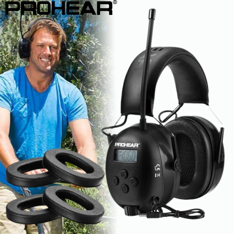 

PROHEAR Bluetooth Ear Protection with 2 Pair Foam Ear Pads FM/AM Radio Upgraded Hearing Protection Music Headphone Earmuffs Gift