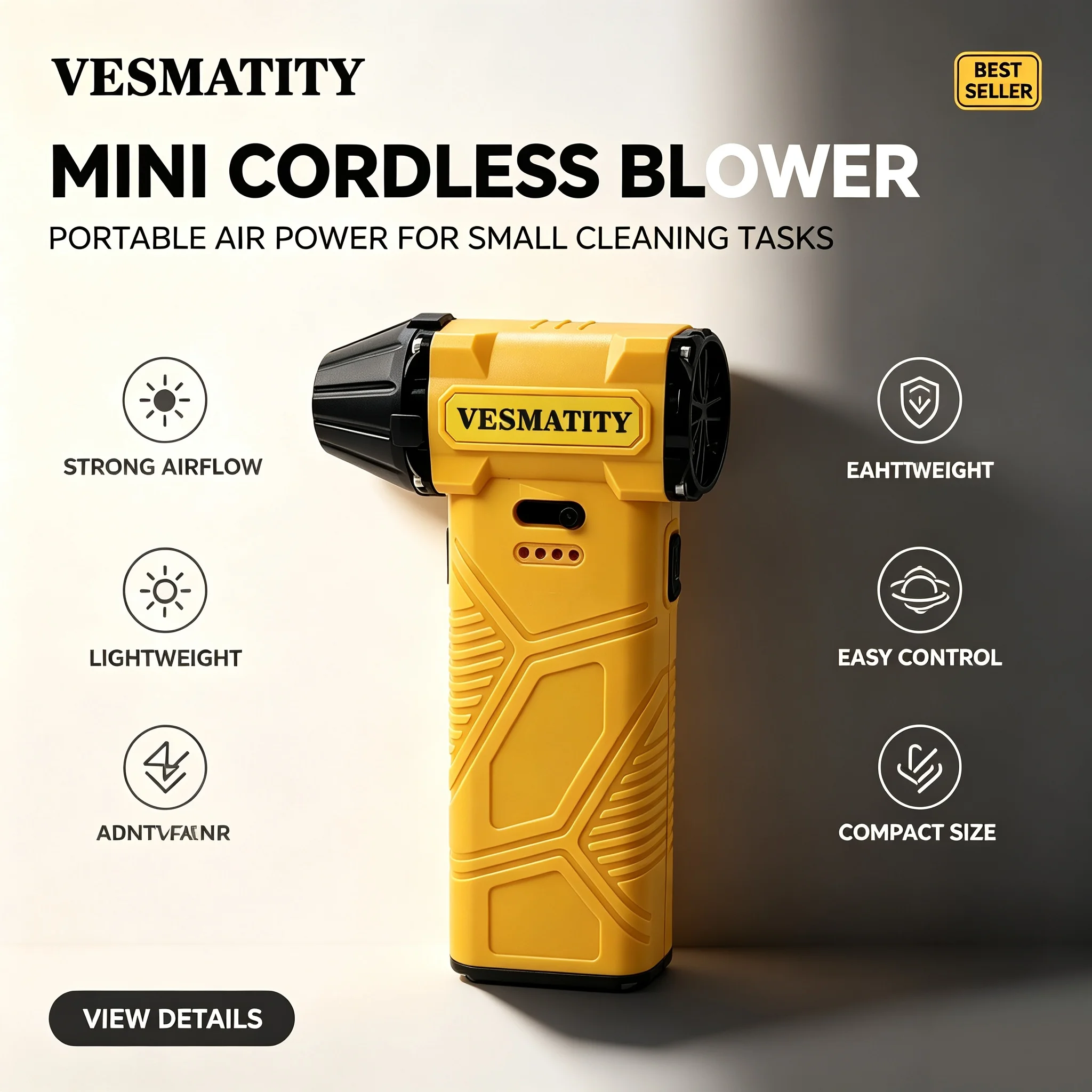VESMATITY Mini Rechargeable Air Turbo Fan Blower Brushless Turbo Jet Fan Air Compressor for Dust Cleaning for 20V Battery