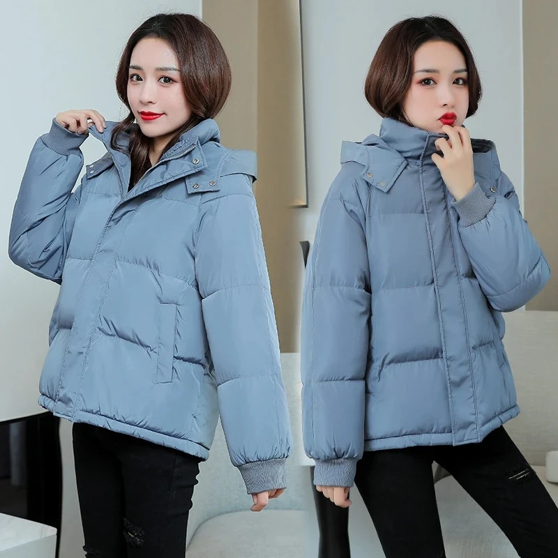 2023 New Winter Coat Women Hooded Puffer Coat Causal Thick Warm Parkas Zipper Down Cotton Padded Jacket Outerwear Female