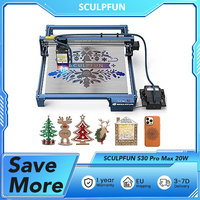 SCULPFUN S30 Pro Max 20W Laser Engraver Cutter Automatic Air-assist 0.08x0.1mm Laser Focus 32-bit Motherboard, 410x400mm 455±5nm